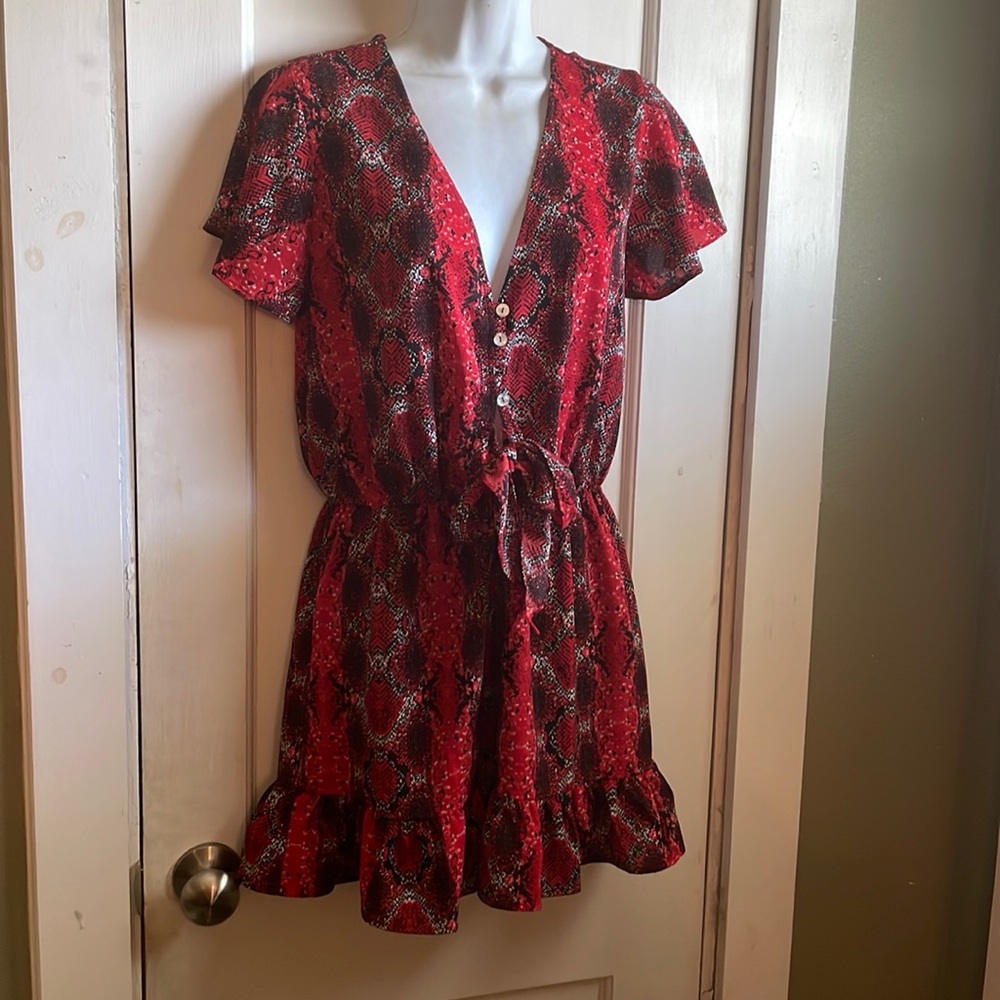 Red snake print dress size medium